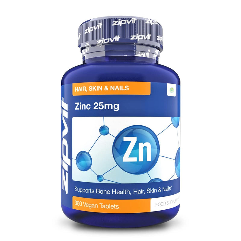 Zinc 25mg, 360 Vegan Tablets. Hair, Skin & Nails. Supports The Immune System, Bone Health & Cognitive Function - BeesActive Australia