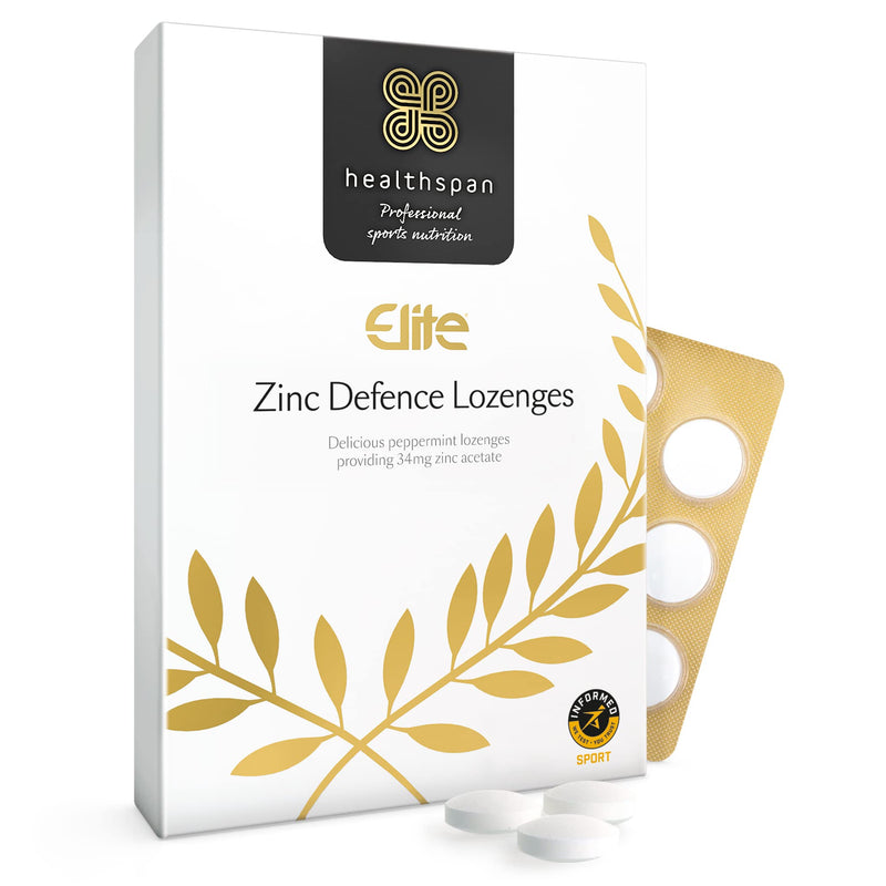 Healthspan Elite Zinc Defence Lozenges 34mg (45 Lozenges) | Providing 34mg Zinc Acetate | Immune Support | Cold & Flu | All Blacks Official Partner | Peppermint | Informed Sport Accredited | Vegan - BeesActive Australia