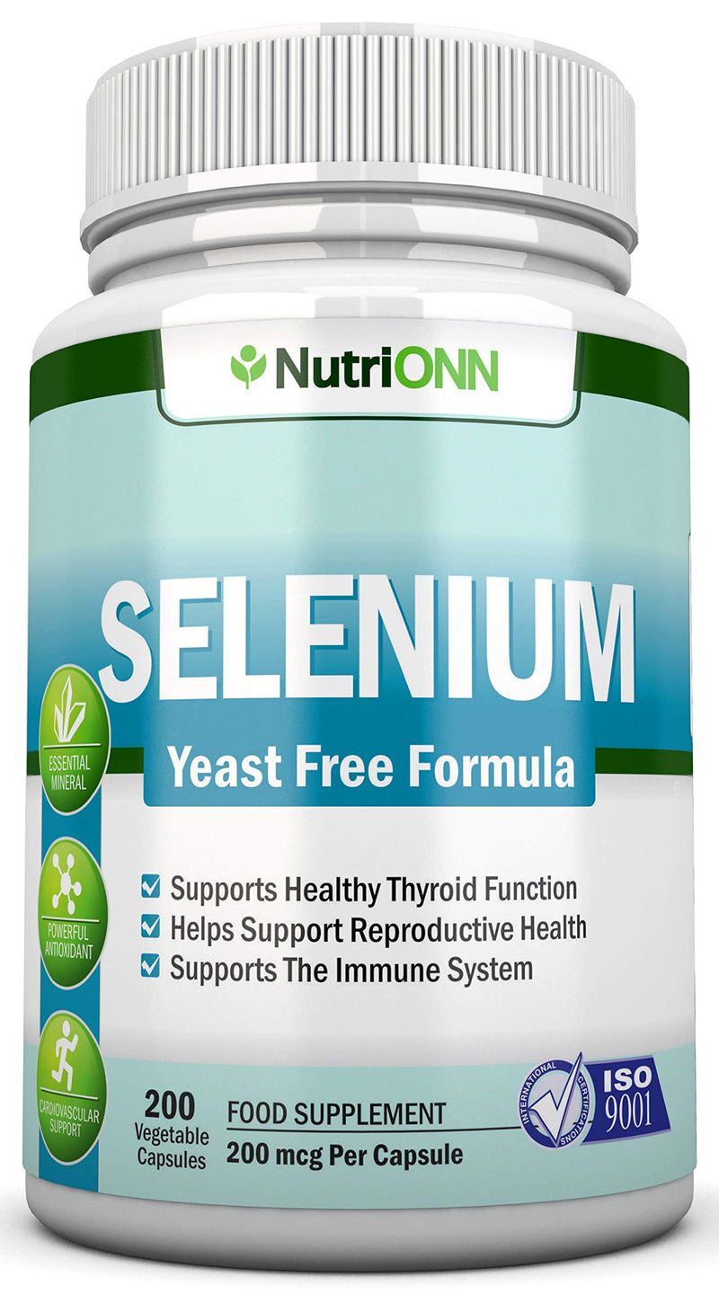 Selenium - 200mcg - 200 Vegetarian Capsules - Yeast Free Formula - Essential Trace Mineral - Pure Selenium (l-Selenomethionine) Supplement - Great for Hormones, Cardiovascular Health and Immune System - BeesActive Australia