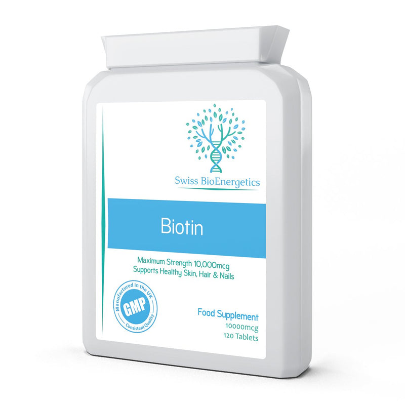 Biotin 10,000 mcg 120 Tablets � Exclusively Maximum Strength D-Biotin, The only Natural Form with Full Vitamin B7 Activity - Support for Healthy Hair Growth, Skin and Nails - UK Made to cGMP Code - BeesActive Australia