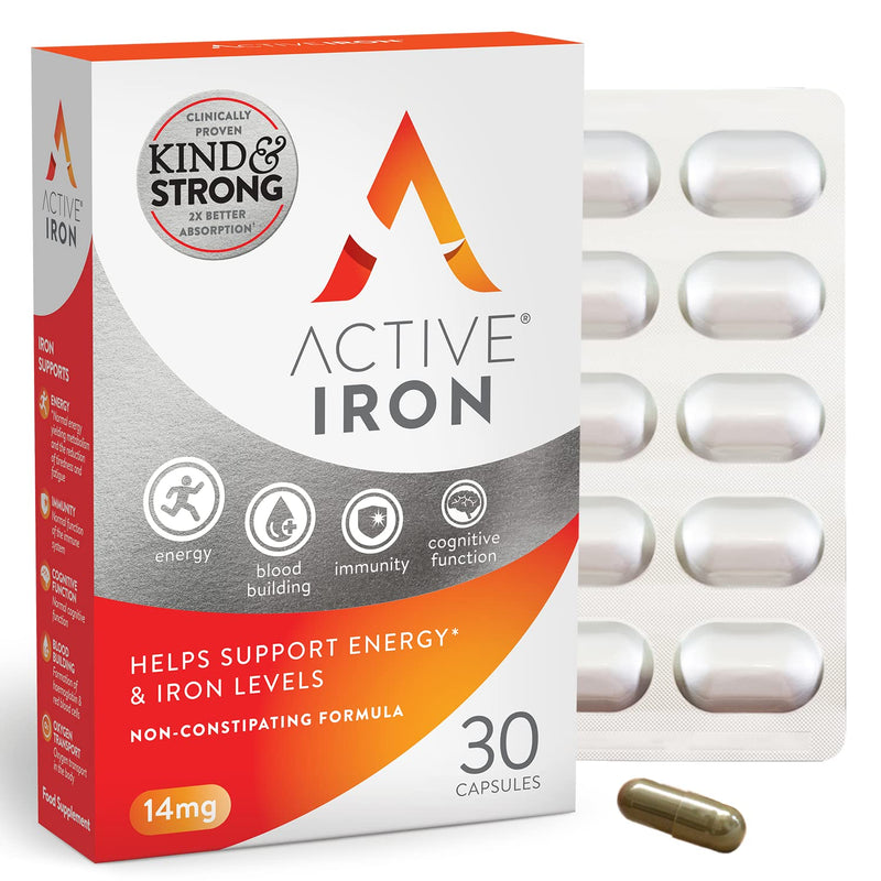 Active Iron Supplement | 30 Iron Capsules | Non- Constipating | Fights Tiredness & Fatigue | Clinically Proven to Increase Iron Levels - BeesActive Australia