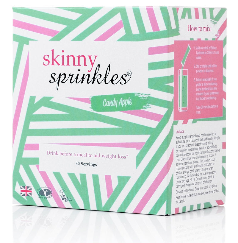 Skinny Sprinkles, 30 Servings - Weight Management Drink with Glucomannan - Vegan, Vegetarian Society Approved - Made in The UK -  Candy Apple - BeesActive Australia