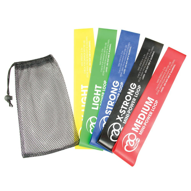 Fitness Mad Unisex Mini-Power Loops, Set of 5 Differing Resistance Bands Multi-coloured 30.6 cm - BeesActive Australia
