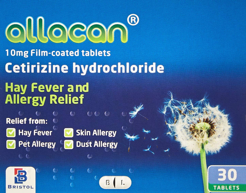 12 Months Supply Allacan Cetirizine Hayfever and Allergy Tablets 30 x 10 (30 x 2 in each box) - BeesActive Australia