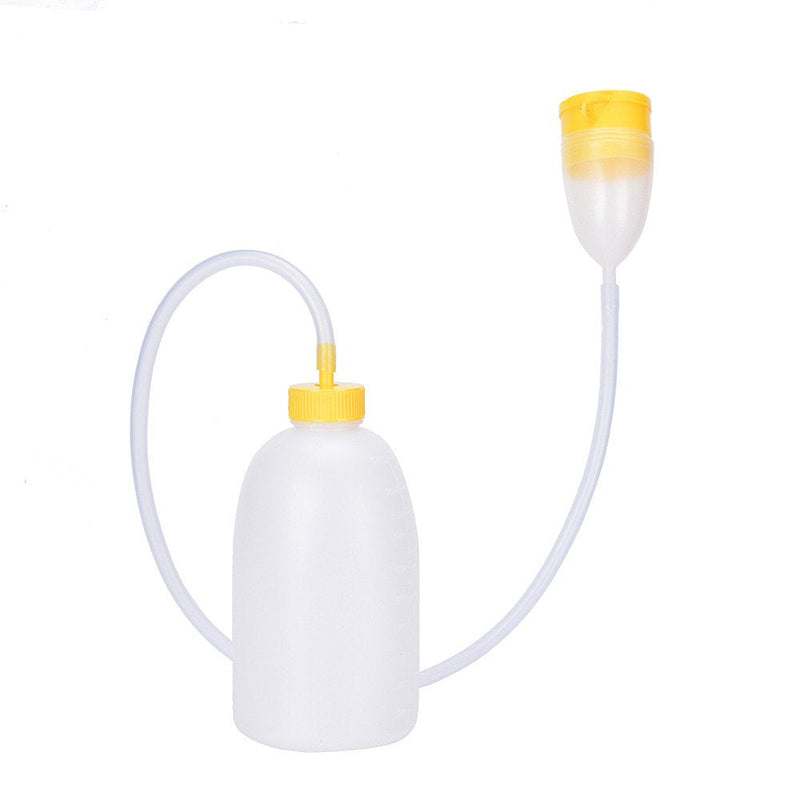 YUMSUM Travel Male Bed Urinal Pee Bottle Night Drainage Container Urine Collector with Tube for Men,1700 ML (Yellow) - BeesActive Australia