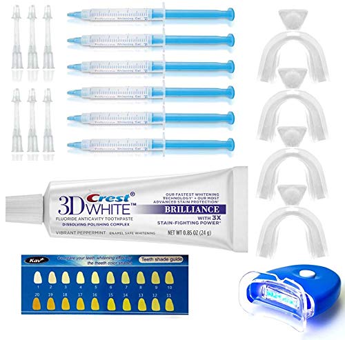 Teeth Whitening Kit KAV PLUS Professional Tooth Whiten Gel Dental Care Home Bleaching Kit for White Teeth Including 6 Teeth Whitening Gel with Crest 3D White Toothpaste - BeesActive Australia