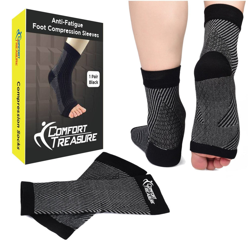 Comfort Treasure Plantar Fasciitis Compression Sleeve Socks for Relieving Plantar Fascia Pain and Achy Feet Black L - BeesActive Australia