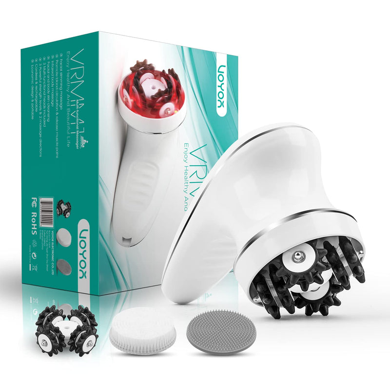 VOYOR Handheld Massager Cordless Deep Tissue Cellulite Massager for Face, Hand, Arm, Neck, Foot and Body, Silicone Face Brush, 3 Multi-Functional Heads, IPX7 Waterproof & Rechargable VRMM1 - BeesActive Australia