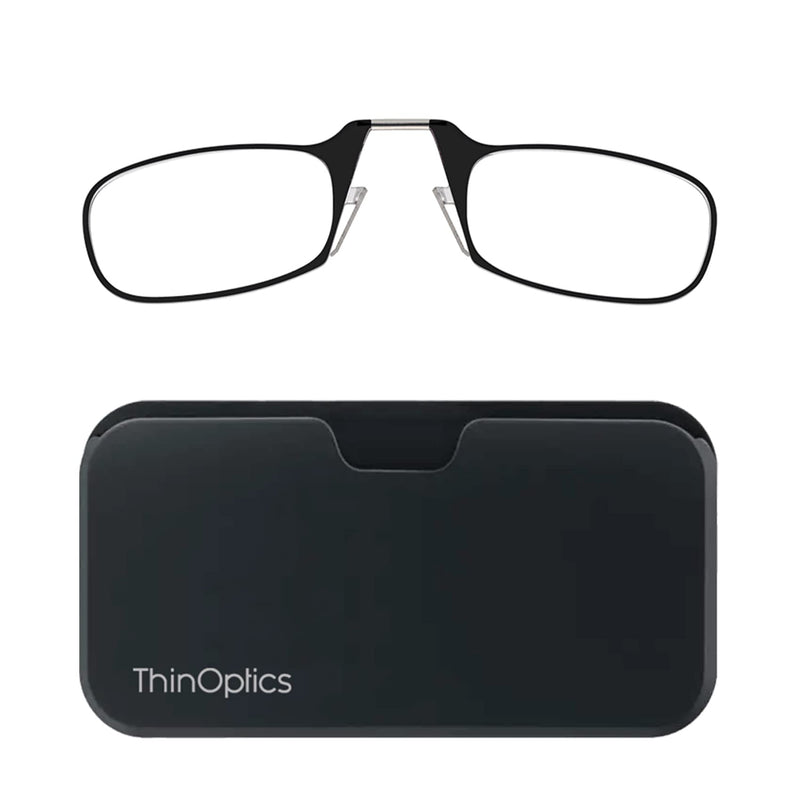 ThinOptics Reading Glasses + Universal Pod Case Rectangular Black Frames / Black Case (Retail) 44.45 Millimetres 1.5 x - BeesActive Australia