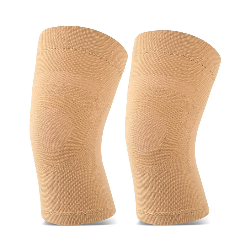 TOFLY® Knee Sleeves, 1 Pair, Could Be Worn Under Pants, Lightweight Knee Compression Sleeves for Men Women, Knee Brace Support for Joint Pain Relief, Arthritis, ACL, MCL, Sports, Injury Recovery L: 15.5in - 17in (Measured 5in above knee) 1 Pair Beige - BeesActive Australia