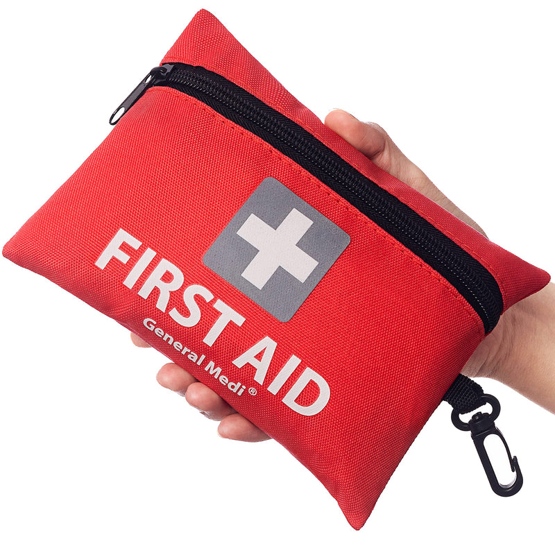 Mini First Aid Kit, 92 Pieces Small First Aid Kit - Includes Emergency Foil Blanket, CPR Respirator, Scissors for Travel, Home, Office, Vehicle, Camping, Workplace & Outdoor (Red) 92 Count (Pack of 1) - BeesActive Australia