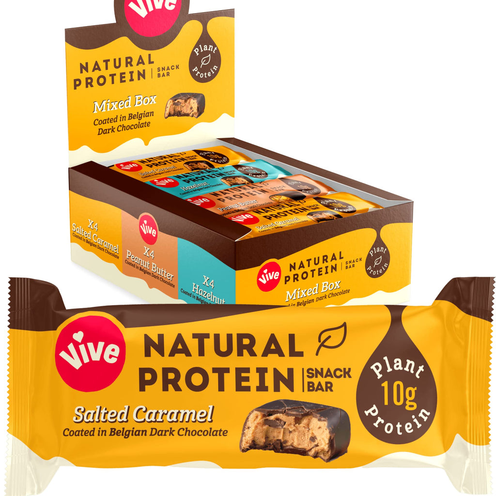 Vive Gluten Free Protein Bars, High Protein Snacks, Vegan, High-Fibre, 100% Natural, Non-Dairy, Variety, 12-Pack Variety Pack 12 Count (Pack of 1) - BeesActive Australia