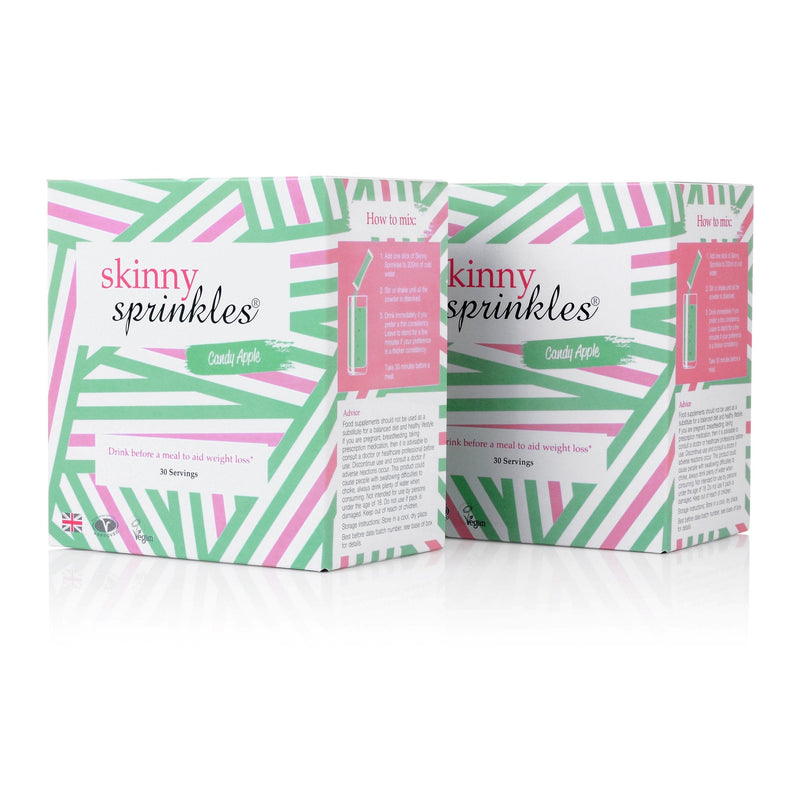 Skinny Sprinkles, Duo Pack 60 Servings - Weight Management Drink with Glucomannan - Vegan, Vegetarian Society Approved - Made in The UK - Candy Apple - BeesActive Australia