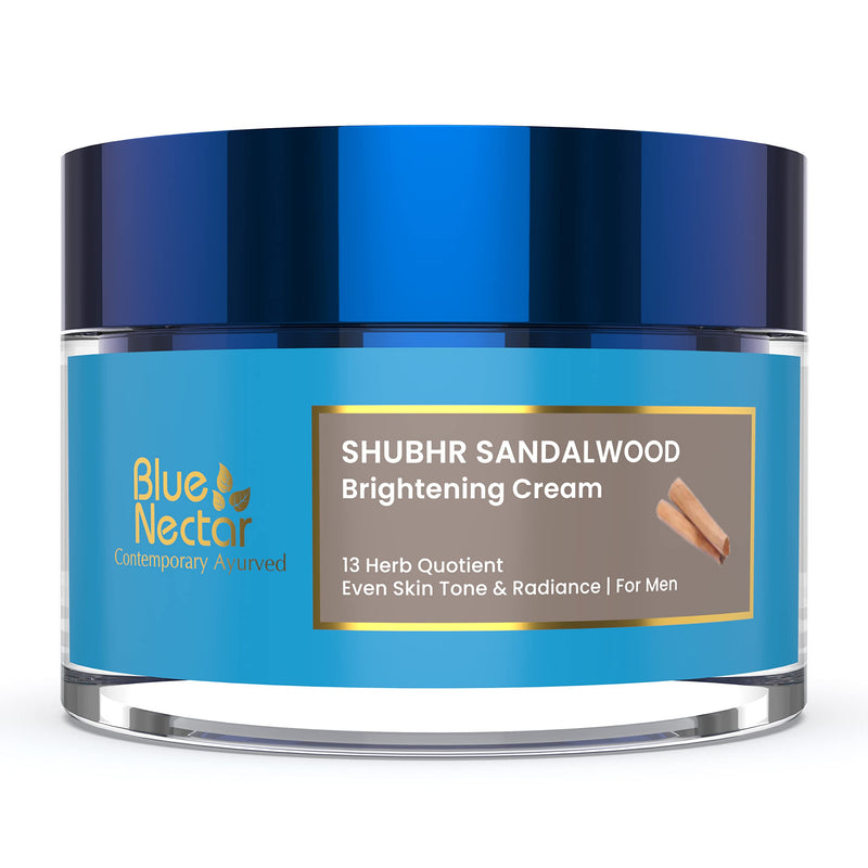 Blue Nectar Brightening Face Cream for Men - Natural Moisturizer with Sandalwood, Turmeric, Aloe Vera & Ayurvedic Herbs(50 g) - BeesActive Australia