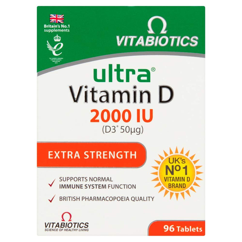 Vitabiotics Ultra Vitamin D Tablets 2000IU Extra Strength - 96 Tablets 96 count (Pack of 1) - BeesActive Australia