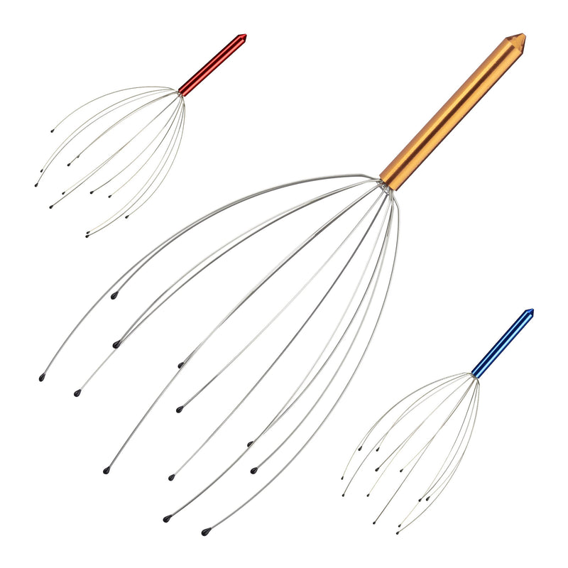 Relaxdays Head Massager, 12 Prongs with Safety-Tips, Scalp Massager for Manual Massages, Metal, Gold - BeesActive Australia