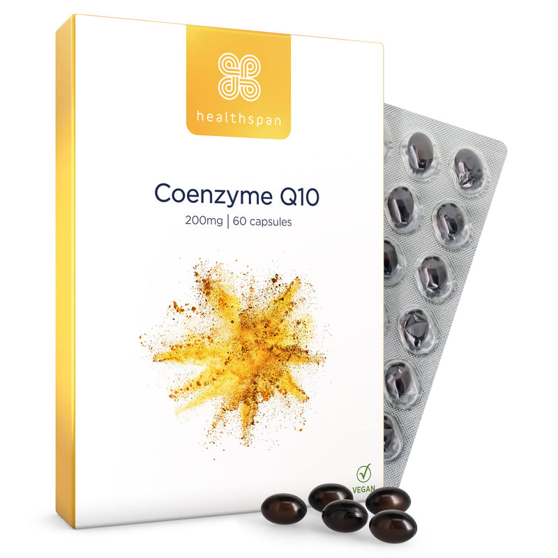 Healthspan Coenzyme Q10 200mg | 60 Capsules | Added Vitamin B1 | Heart Health & Energy Metabolism | Sunflower Oil Base | Vegan - BeesActive Australia
