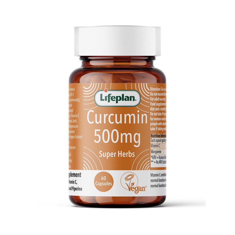 Lifeplan Super Herbs Curcumin 500mg (60 Capsules) � with Vitamin C and Manganese and Piperine � 60-Day Supply - BeesActive Australia