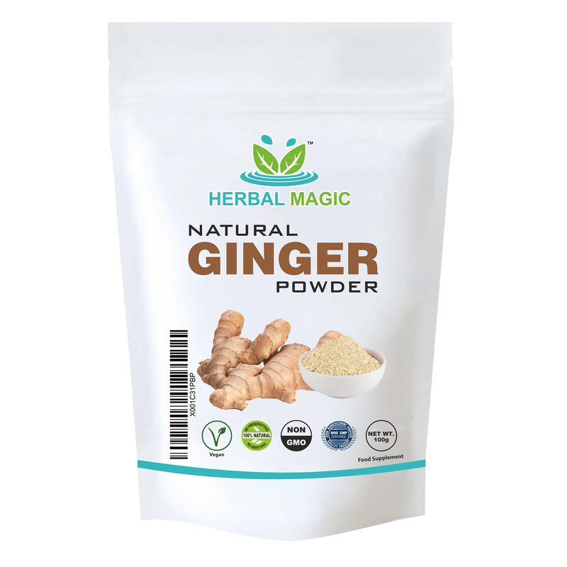 Herbal Magic's Pure & Natural Ginger Powder - King of Spices - High Strength- Vibrant Smoothies, Shakes, Soups, Juices, Baking - Free from Fillers & Preservatives-100g 100 g (Pack of 1) - BeesActive Australia