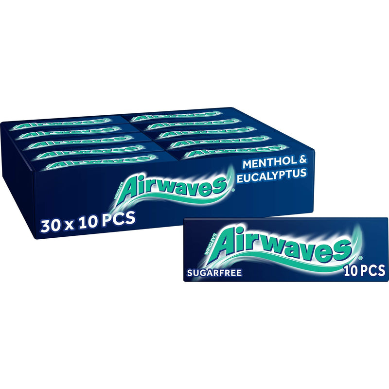 Airwaves Menthol & Eucalyptus Sugar Free Gum - Box of 30 10 Count (Pack of 30) - BeesActive Australia