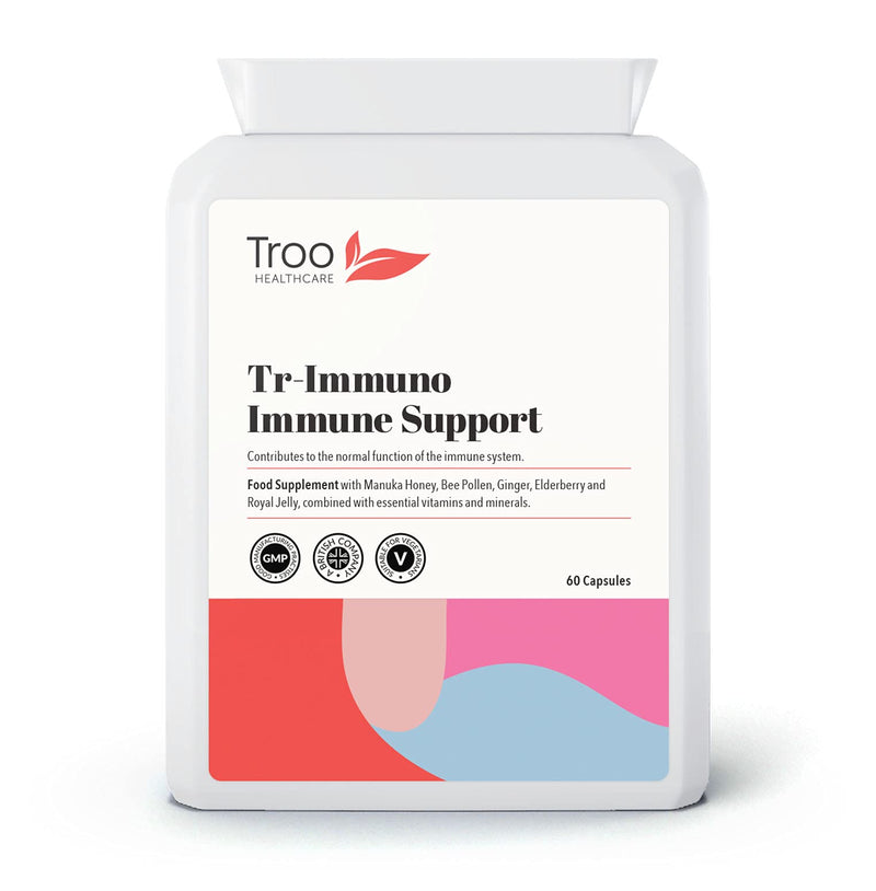 Tr-Immuno Immune Support Supplement - 60 Capsules Packed with Essential Vitamins Minerals & Botanicals - Vitamin C & D3 - Zinc - Manuka Honey - Bee Pollen - Royal Jelly - Elderberry - Daily Immunity - BeesActive Australia