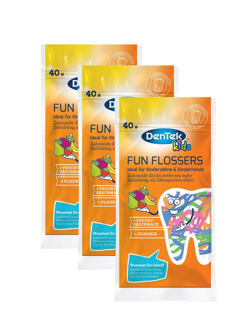 Dentek Kids Fun Flossers ,Pack of 3 x 40 - BeesActive Australia
