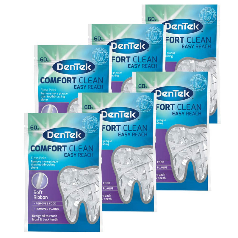DenTek Comfort Clean Easy Reach Silky Y Shaped Floss Picks for Front & Back Teeth 6 x 60 pack (360) - BeesActive Australia