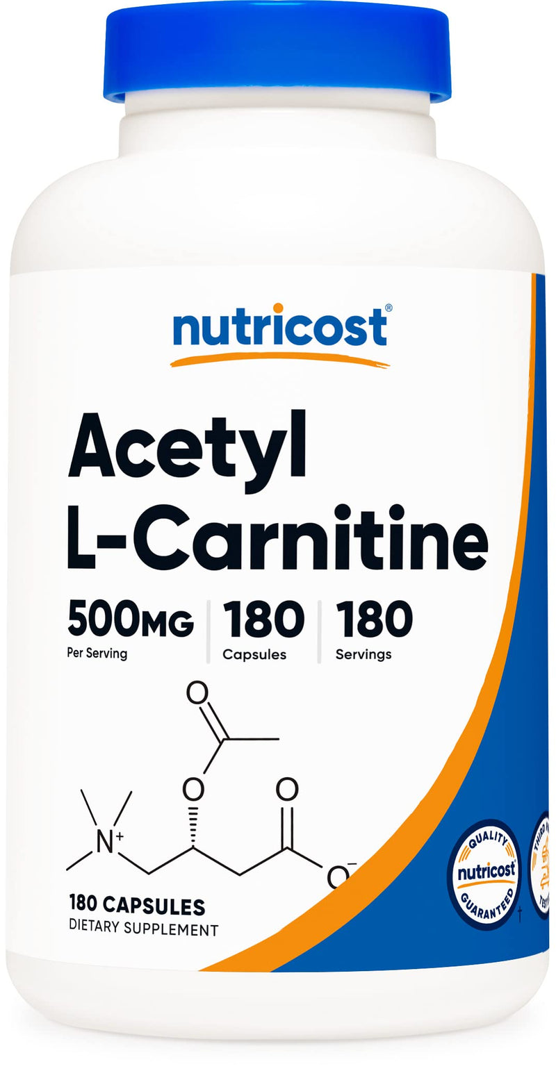 Nutricost Acetyl L-Carnitine 500mg, 180 Capsules - Non-GMO and Gluten Free - BeesActive Australia