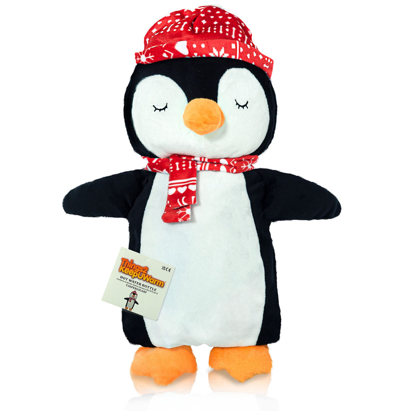 Things2KeepUWarm Cute Plush and Cuddly Animal Hot Water Bottles (Penguin with Scarf) Penguin With Scarf - BeesActive Australia