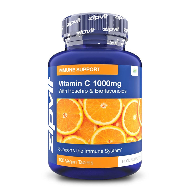 Vitamin C 1000mg with Bioflavonoids, 100 Vegan Tablets. Supports The Immune System. Contributes to a Reduction in Tiredness and Fatigue. 100 Tablet Jar - BeesActive Australia