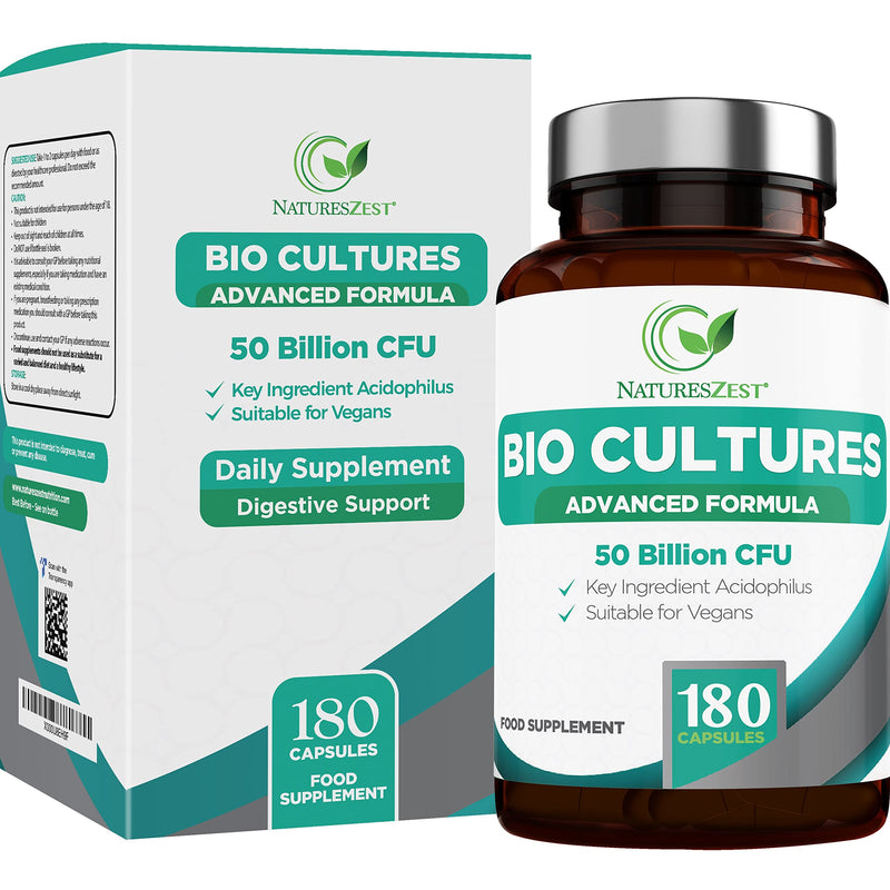 Bio Cultures Complex Probiotics 50 Billion CFU with Prebiotics � 180 Vegan Capsules - Acidophilus & Saccharomyces Boulardii Probiotic - 6 Month Supply � Probiotics for Women & Men � Packaging may vary - BeesActive Australia
