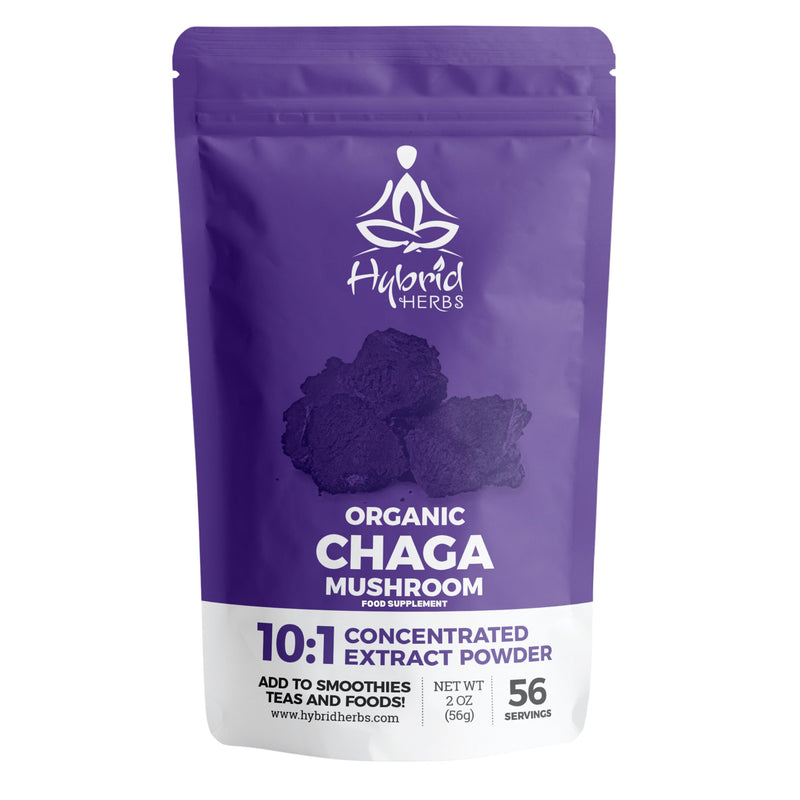 HYBRID HERBS � Organic Wild Chaga Mushroom | 10:1 Extract Powder | Natural Supplement | Immune, Skin & Brain Support | Rich in Antioxidants, Beta Glucans & Terpenes | 56 Servings (56g) - BeesActive Australia
