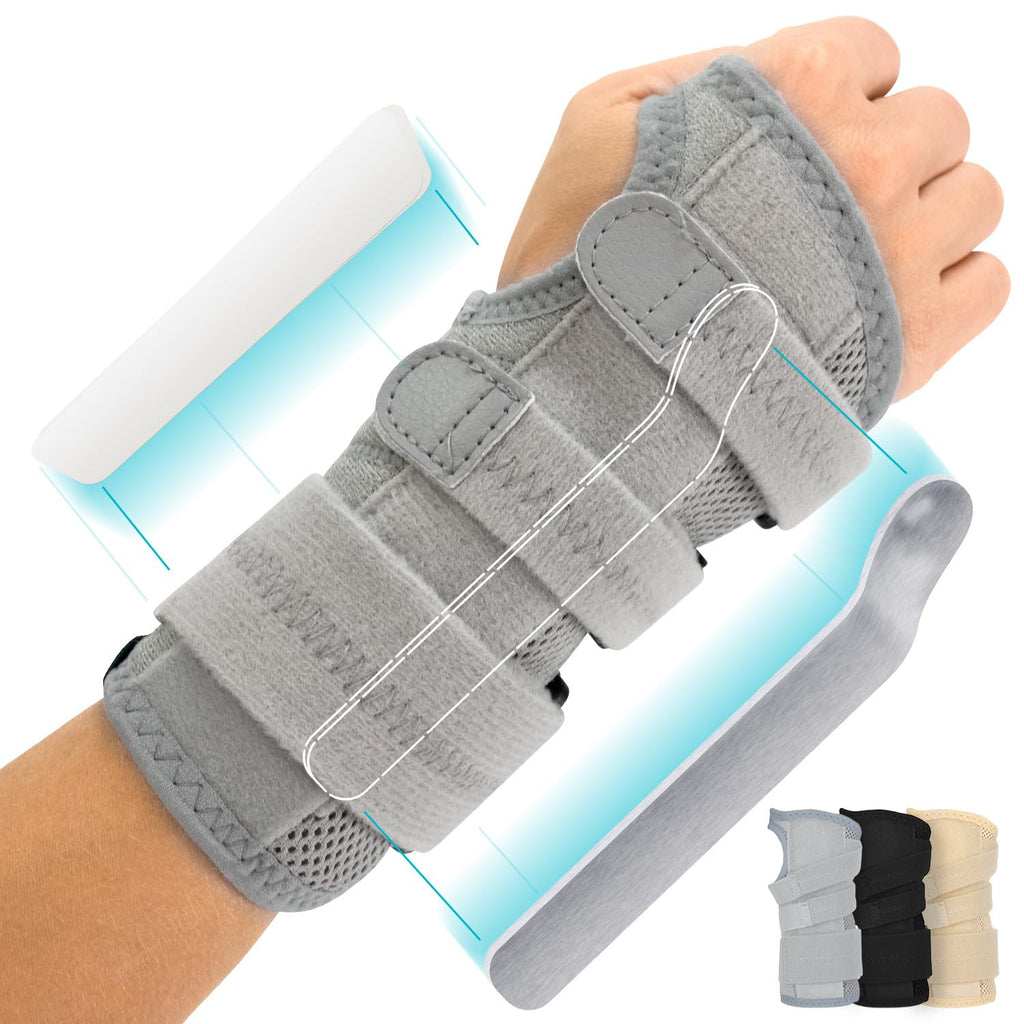 Vive Carpal Tunnel Wrist Brace (Left or Right) - Arm Compression Hand Support Splint - for Men, Women, Kids, Bowling, Tendonitis, Arthritis, Athletic Pain, Sports, Golf - Universal Adjustable Fit Grey - BeesActive Australia