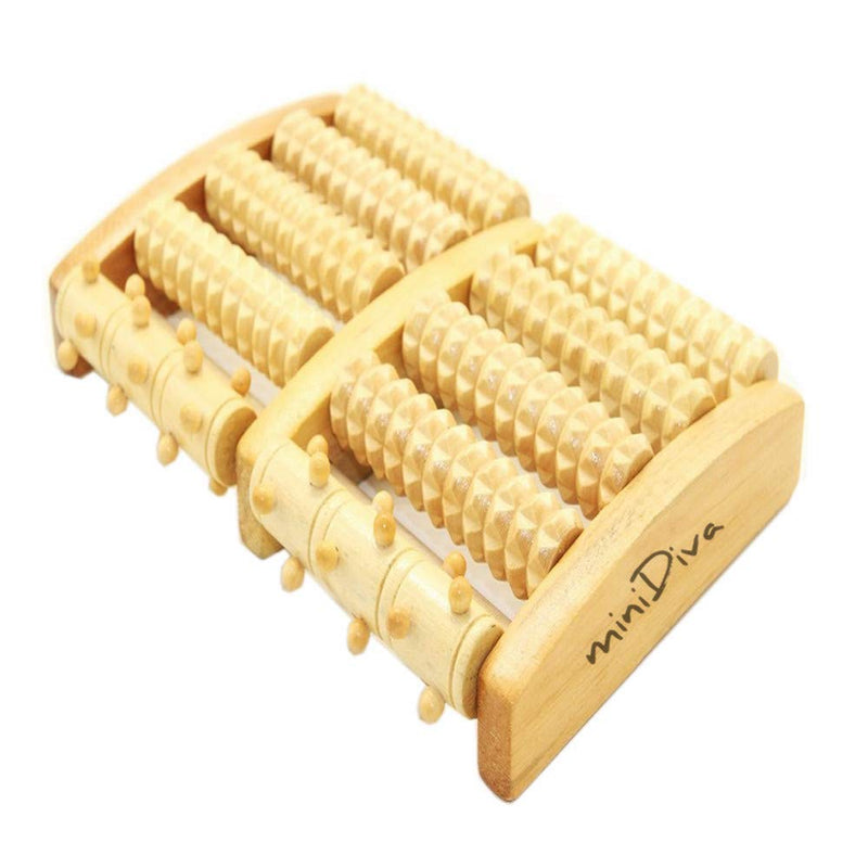 Willdo Dual Foot Massager Roller-Heal Foot Spur Arch Pain, Stress Relieve Plantar Fasciitis, Healthy Relax Wooden Tool Care Massage Brown1 - BeesActive Australia