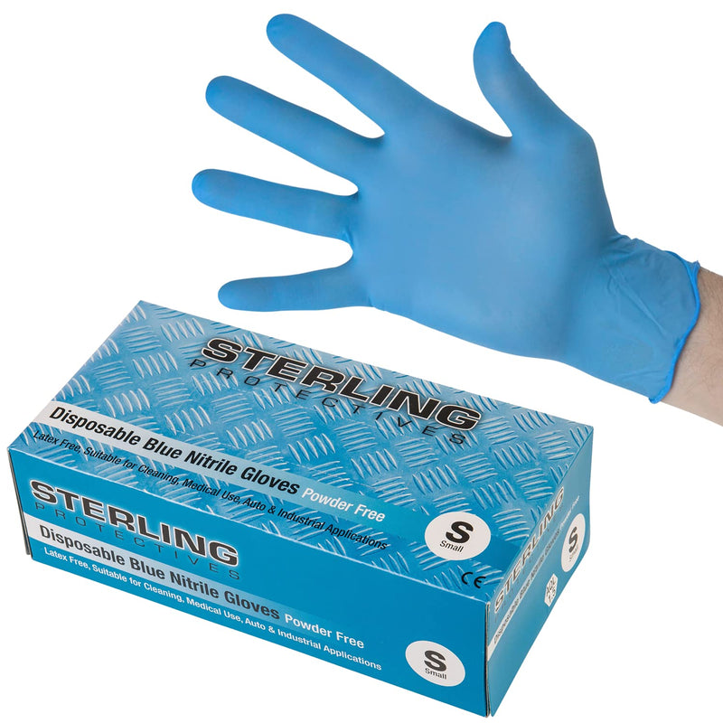 Sterling Protectives, Blue Nitrile Disposable Gloves, 100 Pack, Powder Free AQL 1.5, Premium Gloves M (Pack of 100) - BeesActive Australia