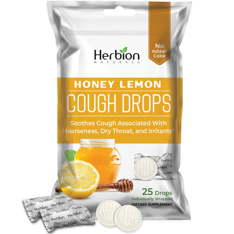 Herbion Naturals Cough Drops with Natural Honey Lemon Flavor, Dietary Supplement, for Adults and Children Over 6 Years, 25 Drops - BeesActive Australia