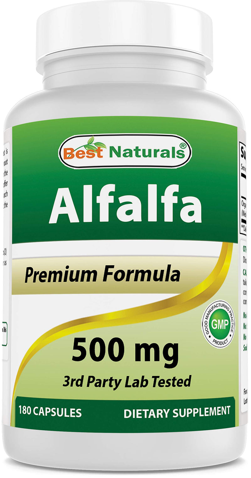 Best Naturals Alfalfa Green Super Food 500 mg 180 Capsules (180 Count (Pack of 1)) 180 Count (Pack of 1) - BeesActive Australia