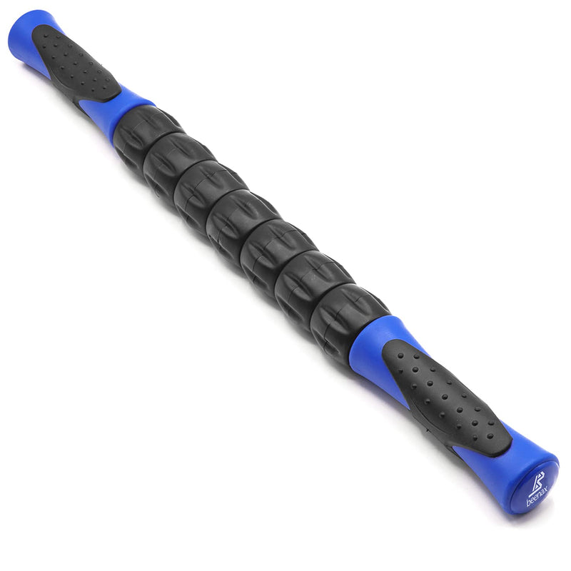 Beenax Muscle Therapy Massage Stick, 360� Tension Reduction - Ridged Gears for Trigger Points, Deep Tissue, Myofascial Release, Leg, Quads & Calf Tightness - Relieve Soreness, Cramps and Pain Blue - BeesActive Australia