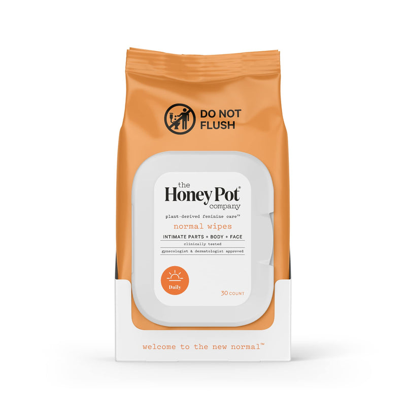 The Honey Pot Company - Normal Wipes for Intimate Parts + Body + Face - 30 Wipe(s) 30 Count (Pack of 1) - BeesActive Australia