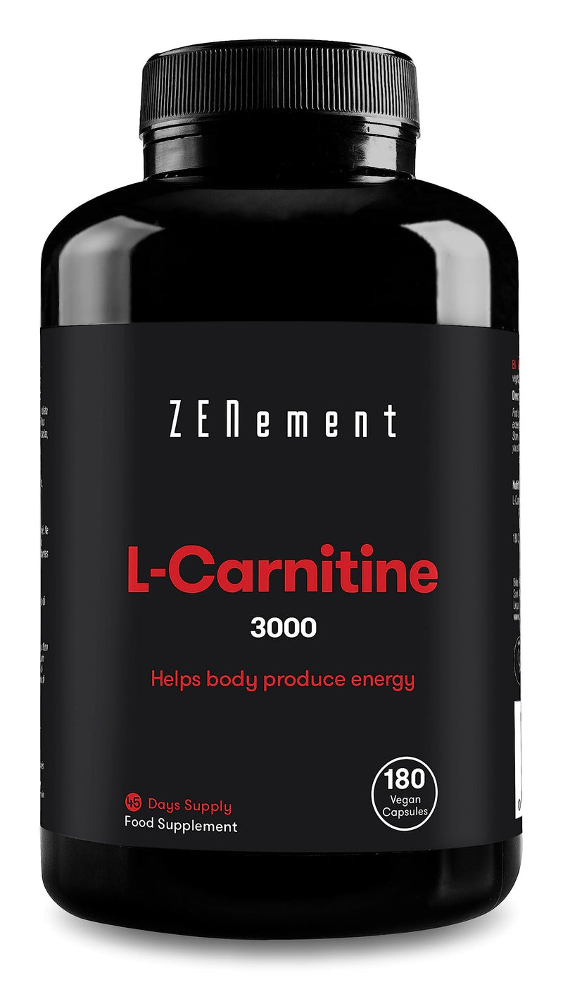 L-Carnitine, 3000mg per dose, 180 Capsules | Helps The Body Produce Energy | Improve Sports Performance and The Efficient Metabolization of Fat | Vegan, Gluten Free | Zenement - BeesActive Australia