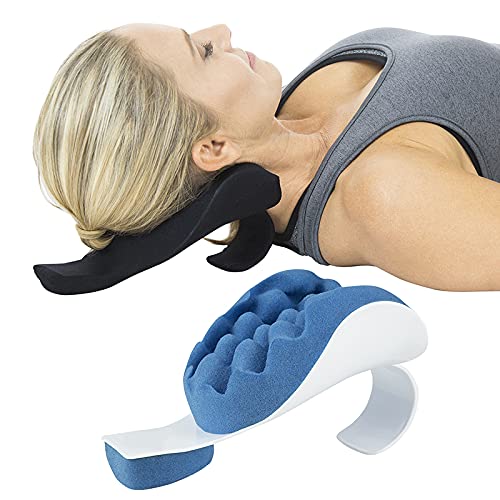 Vive Neck and Shoulder Relaxer - Chiropractic and Stretcher Support Pillow - Cervical Spine Traction Device, Neckbone Muscle Tension Reliever - Pressure Relief, Stiff Chronic Pain, Disc Alignment Black - BeesActive Australia