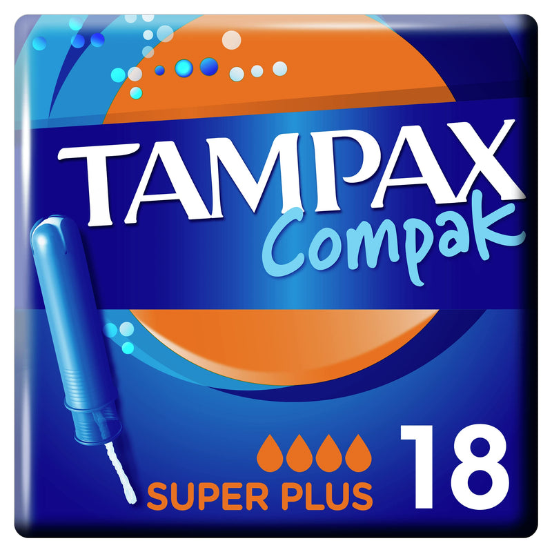 Tampax Compak Tampons, Super Plus With Applicator, 18 Tampons, Leak Protection And Discretion, Super Absorbent - BeesActive Australia