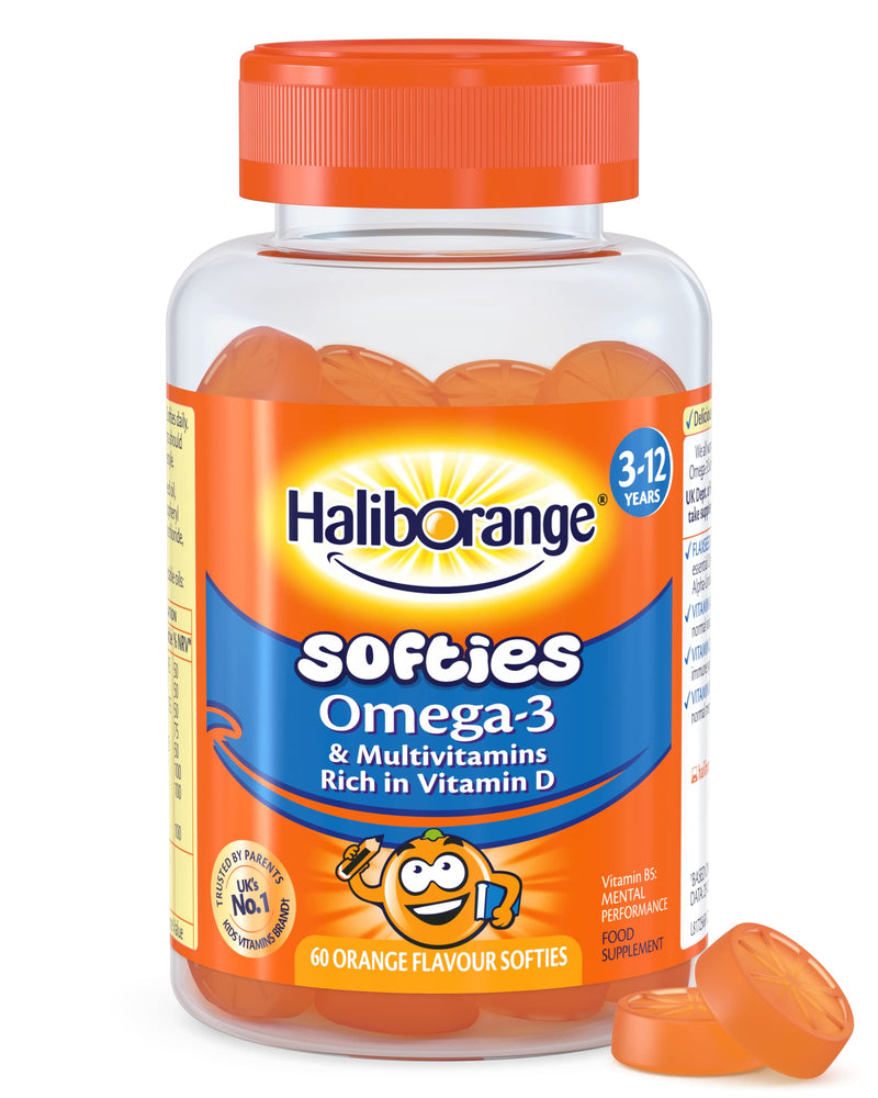 Haliborange Kids Vitamins Omega-3 and Multivitamin Orange Softies, Pack of 60 60 Count (Pack of 1) - BeesActive Australia
