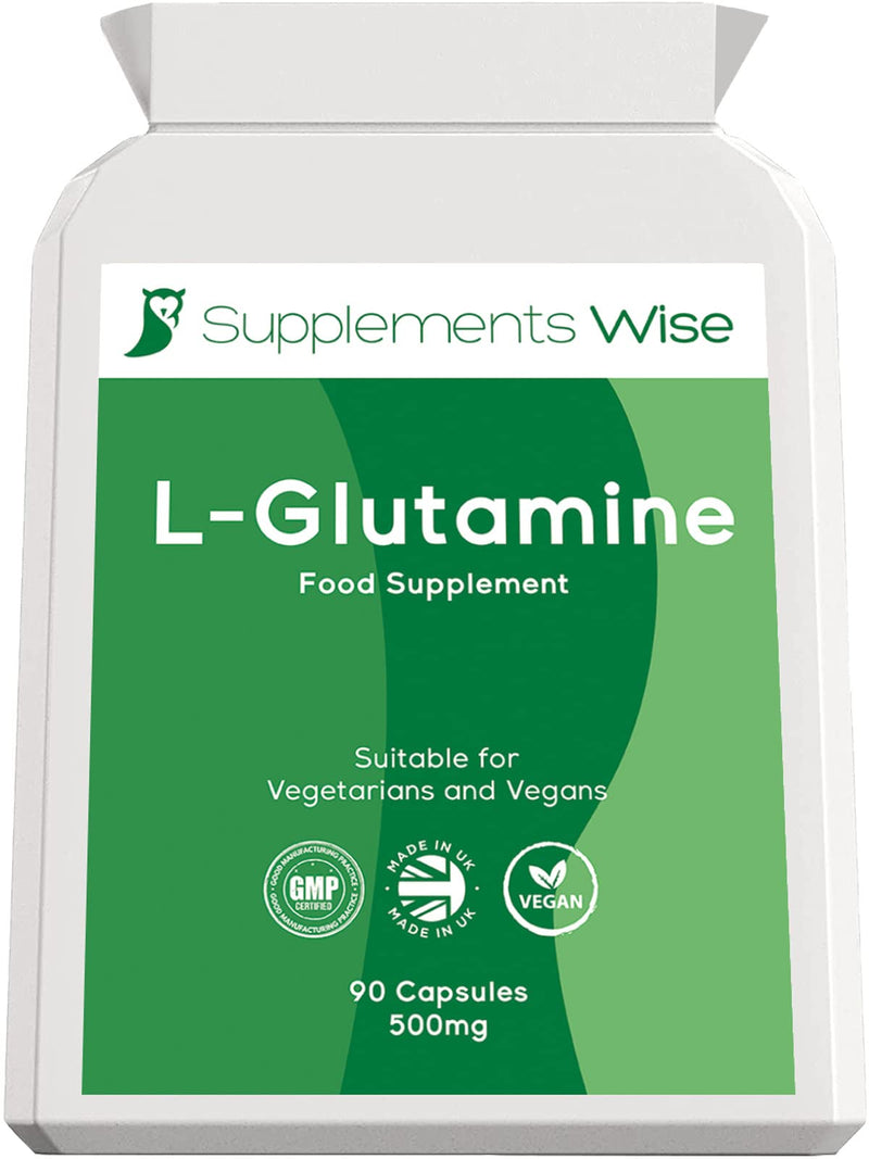 L-Glutamine Capsules - Muscle Strength and Recovery Amino Acid - L Glutamine Nutritional Supplement - Sugar or Alcohol Craving Relief - L Glutamine Powder for Gut Health and Leaky Gut - 90 x 500mg - BeesActive Australia