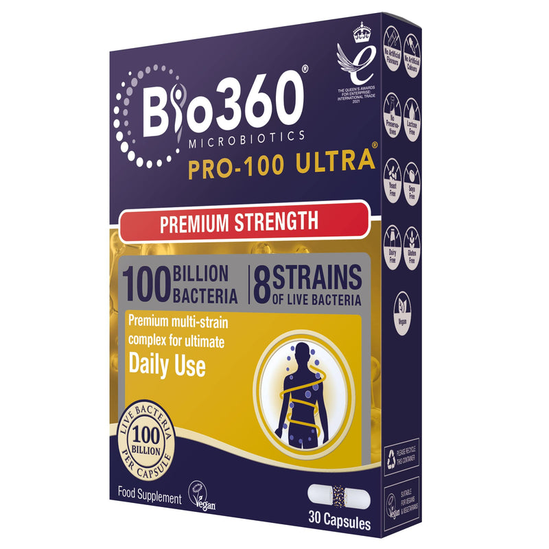 Natures Aid Bio360 Pro-100 Ultra (100 Billion Bacteria), from Natures Aid, 30 Capsules Bio360 Pro-100 Ultra 30 Capsules - BeesActive Australia