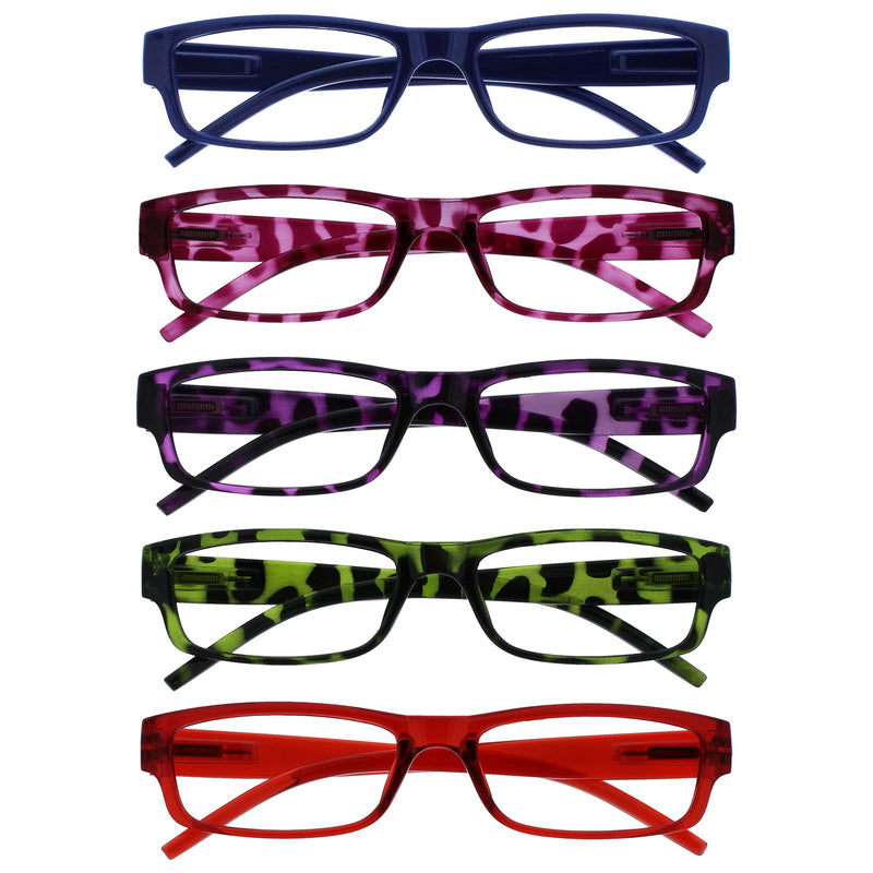 The Reading Glasses Company Value 5 Pack Lightweight Mens Womens Blue Pink Purple Green Red RRRRR32-3456Z +2.50 - BeesActive Australia