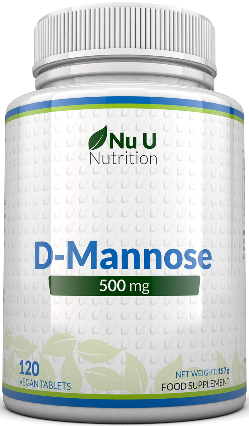 D-Mannose Tablets 500mg - 120 Vegan Tablets - 4 Month Supply - High Strength D Mannose - Not Capsules or Powder - Made in The UK - BeesActive Australia