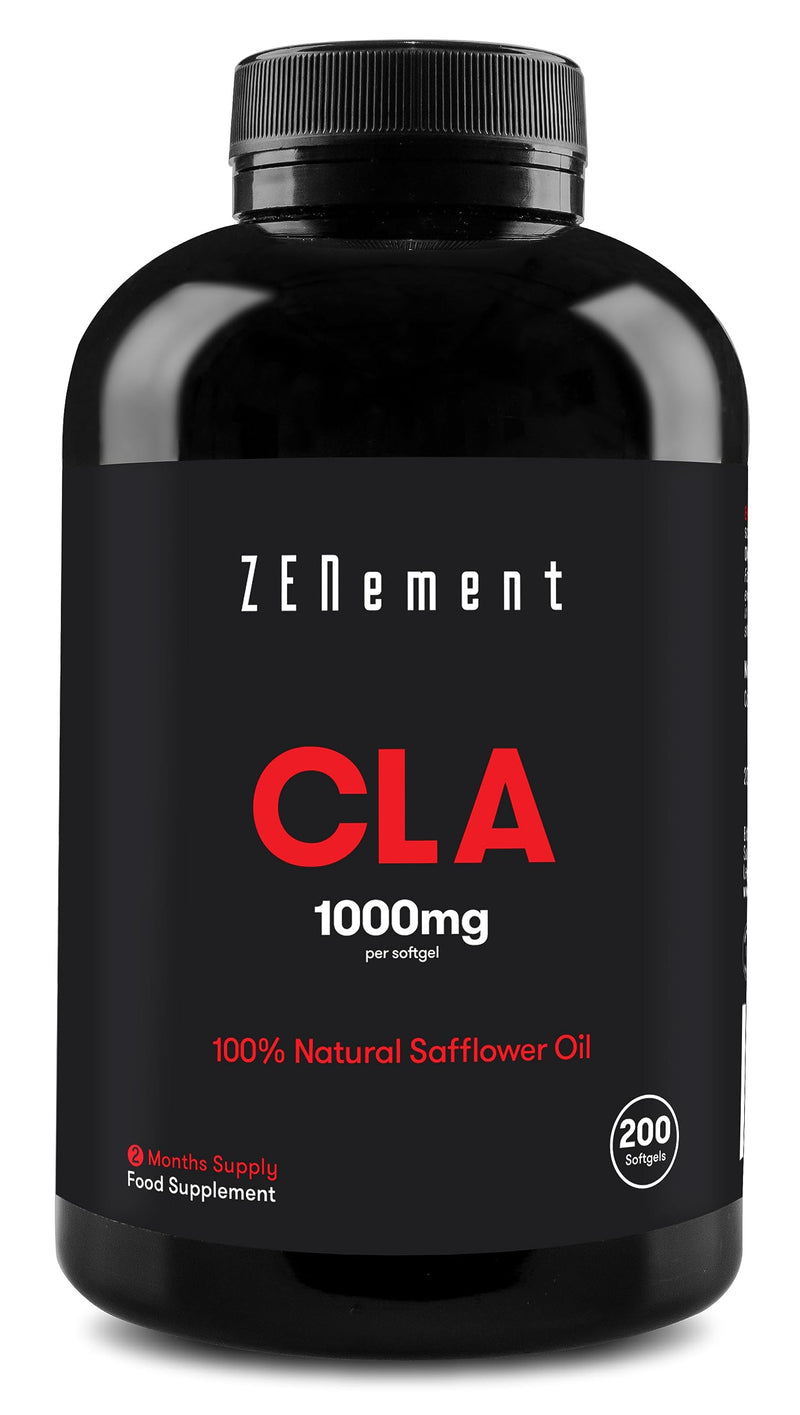CLA 3000mg (3 softgels), 100% Natural Safflower Oil, 200 Softgels | Gluten Free, Non-GMO | Zenement - BeesActive Australia