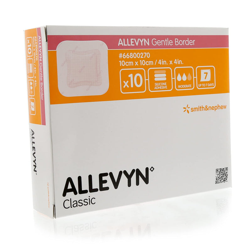 ALLEVYN Gentle Border 10cm x 10cm x10 Adhesive Foam Dressing 66800270 10 Count (Pack of 1) - BeesActive Australia