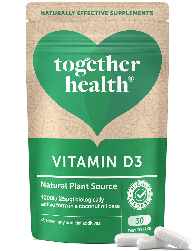 Vitamin D3 � Together Health � 1000iu Vitamin D3 � from Wild-Grown Lichen � Vegan Friendly � Made in The UK � 30 Vegecaps 30 Count (Pack of 1) - BeesActive Australia